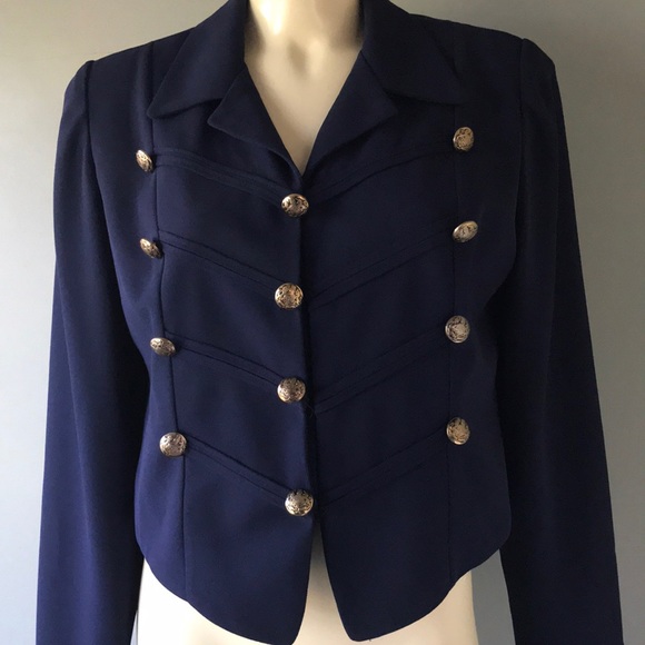 Vintage Jackets & Blazers - Navy Blue Military Style Jacket Vintage